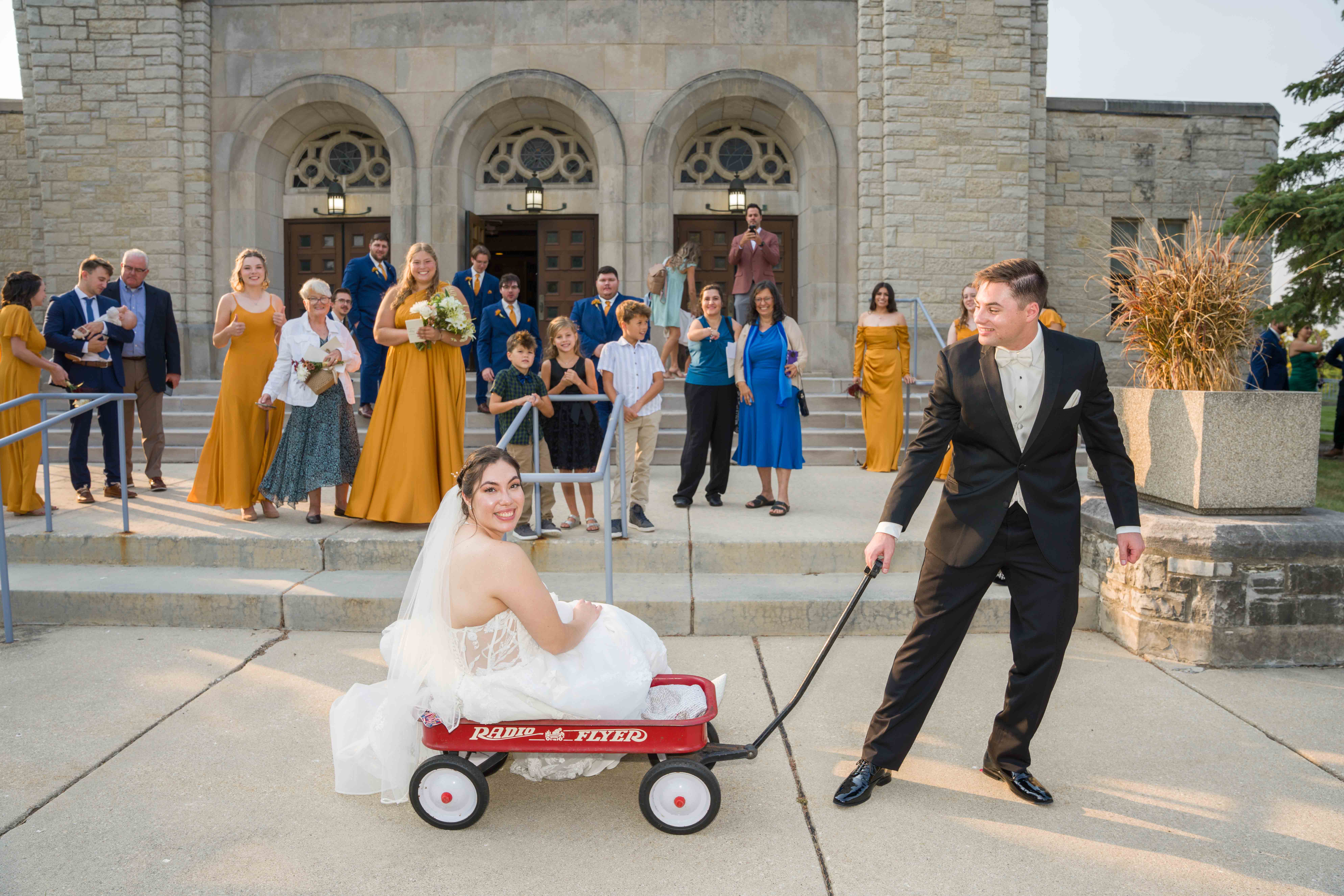 Erick and Stella with a wheelbarrow